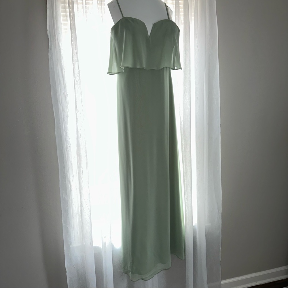 Hayley Paige Occasions Strapless Light Green Dress
